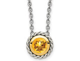 2/5 Carat (ctw) Citrine Drop Pendant Necklace in Antiqued Sterling Silver with Chain